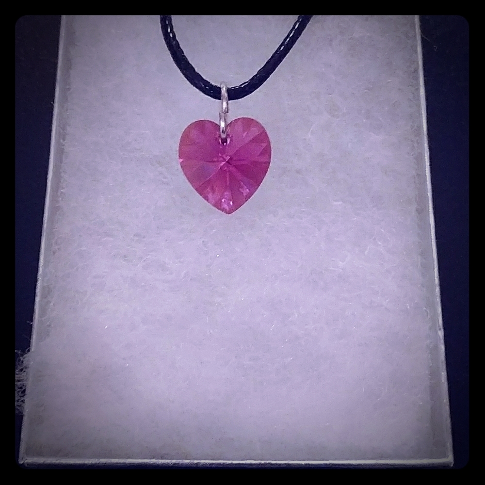 Moonfire Pink Crystal Heart Necklace